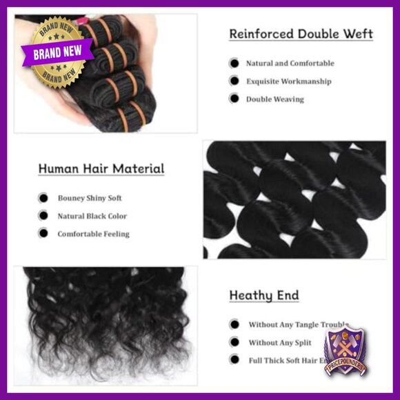 16A Brazilian Virgin Body Wave Human Hair Extensions, 4 Bundles, 18-24 Inches
